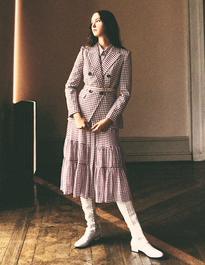 BORA AKSU Checked Lapel Double-Breasted Blazer