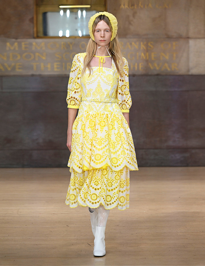 BORA AKSU Embroidered Puff Sleeve Party Dress