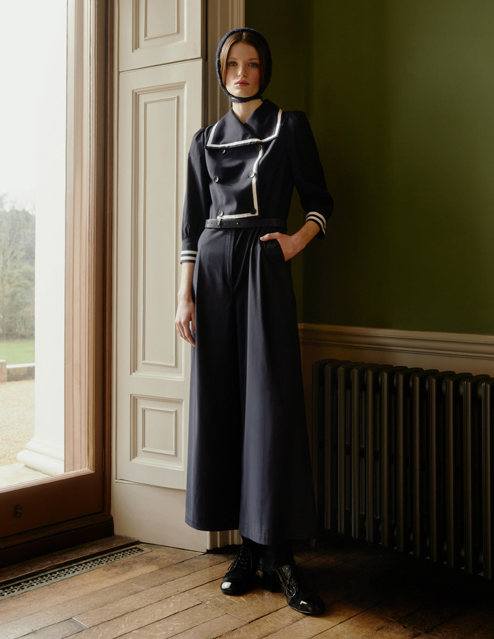 BORA AKSU Navy Lapel Jumpsuit