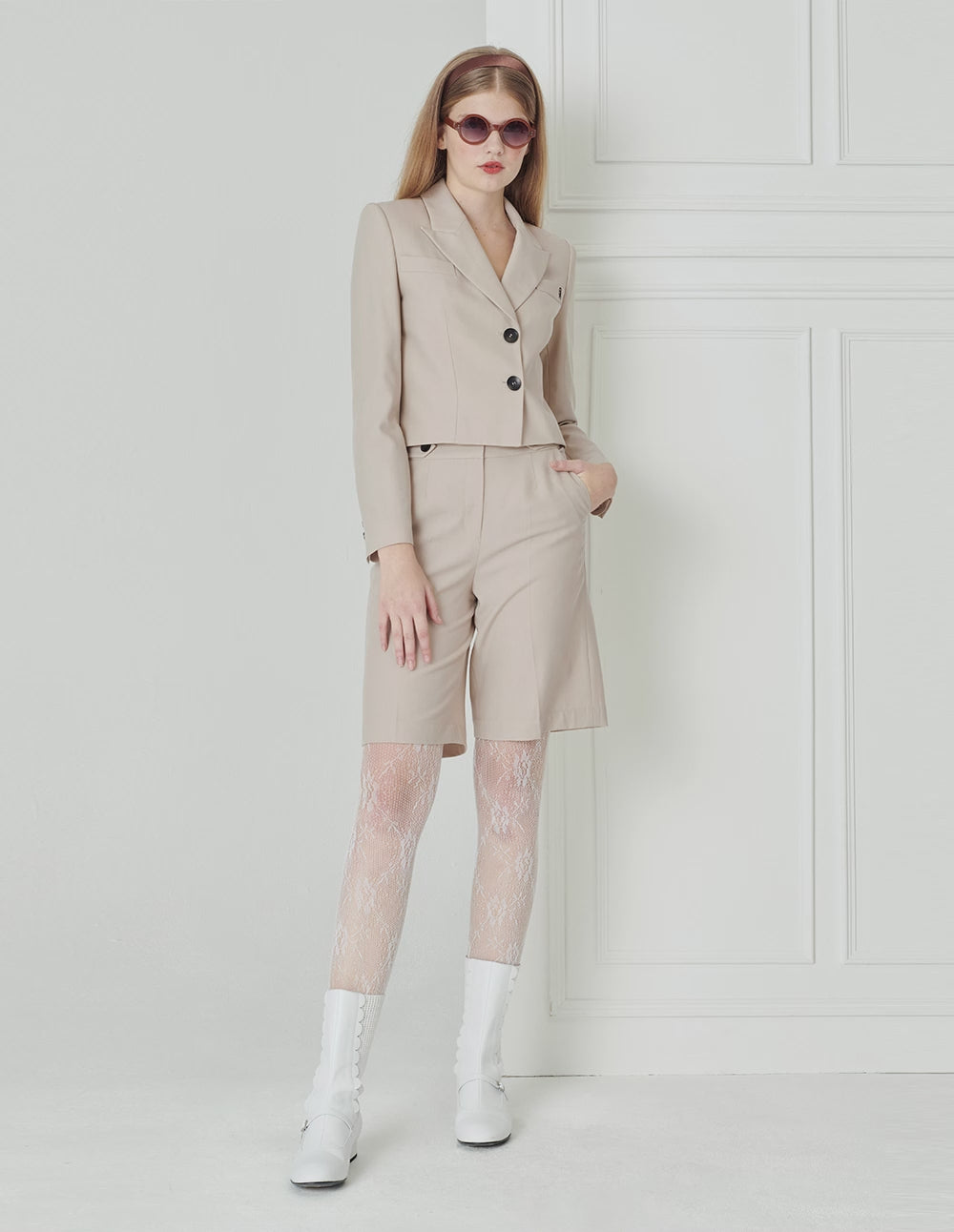 BORA AKSU Apricot Cropped Suit Shorts