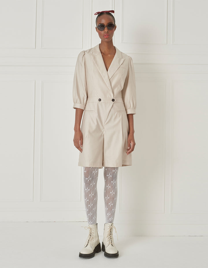 BORA AKSU Puff-Sleeved Silk And Wool-Blend Jumpsuit