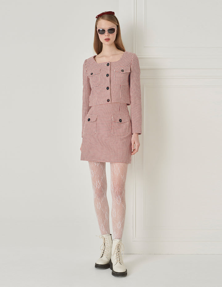 BORA AKSU Houndstooth Tweed Cropped Jacket