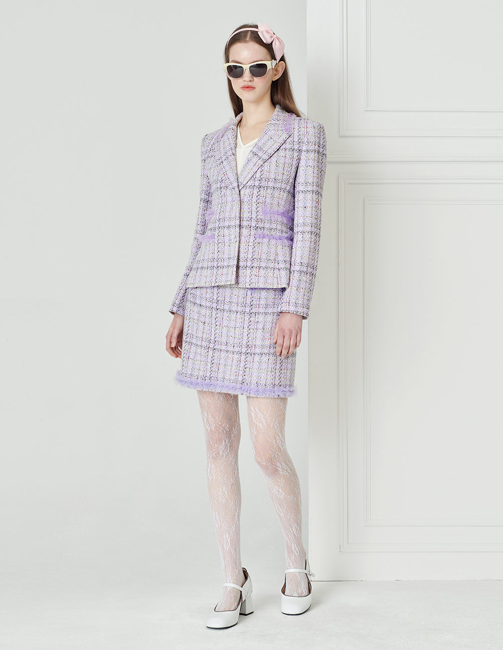 BORA AKSU Sweet Lilac Tweed Suit Skirt