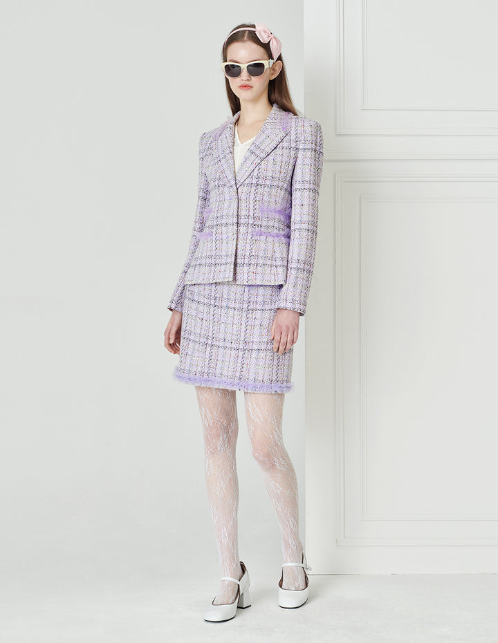 BORA AKSU Sweet Lilac Tweed Suit Skirt