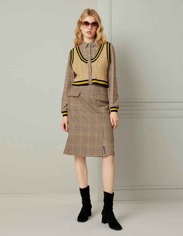 BORA AKSU Side Slit Midi Pencil Skirt