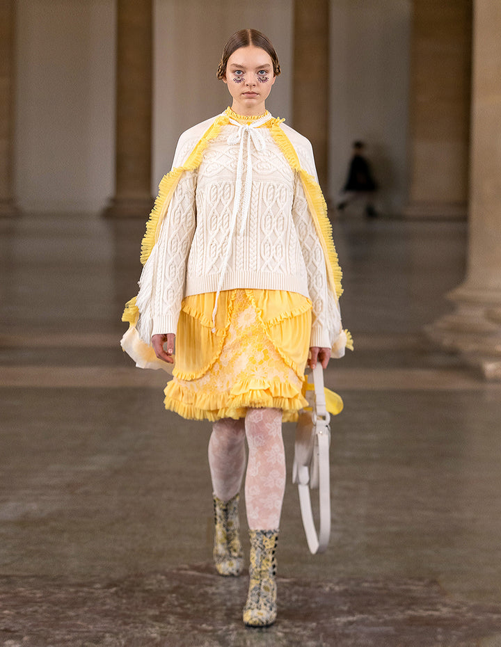 BORA AKSU Daffodill Frill Lace Mid Sleeve Dress