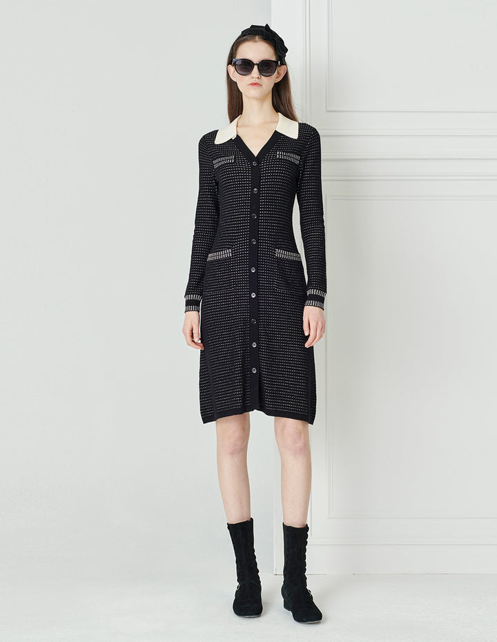 BORA AKSU Vintage V Neck Wool Knit Dress