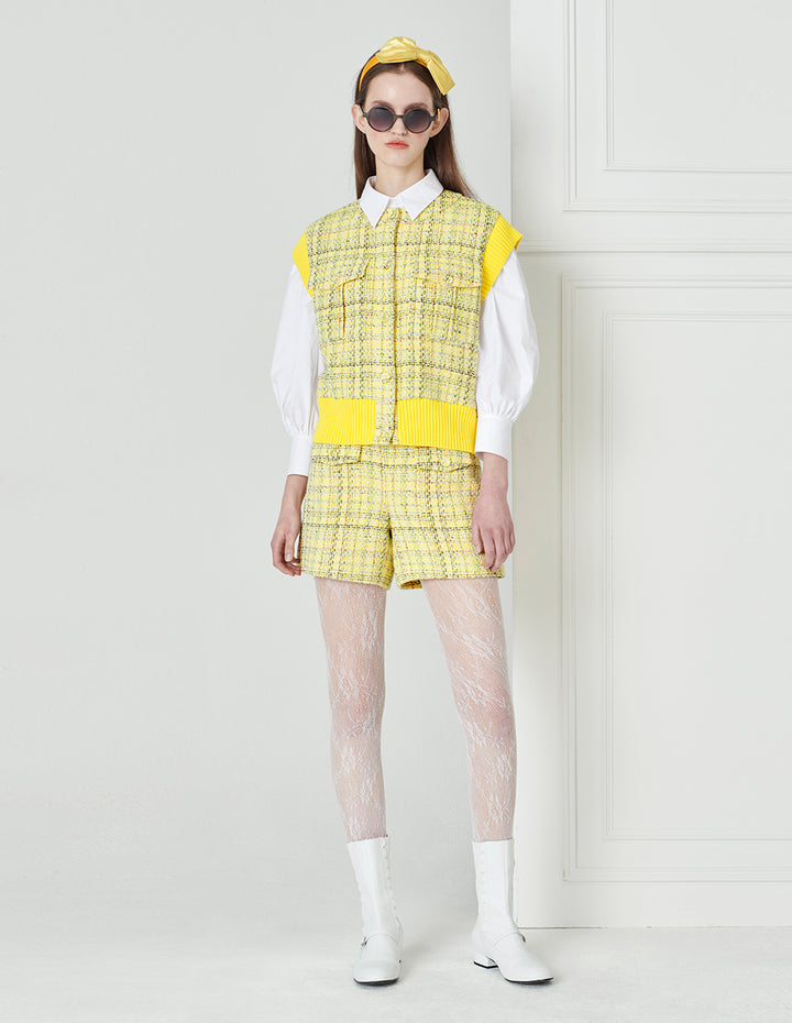 BORA AKSU Sharp Lemon Tweed Suit Shorts