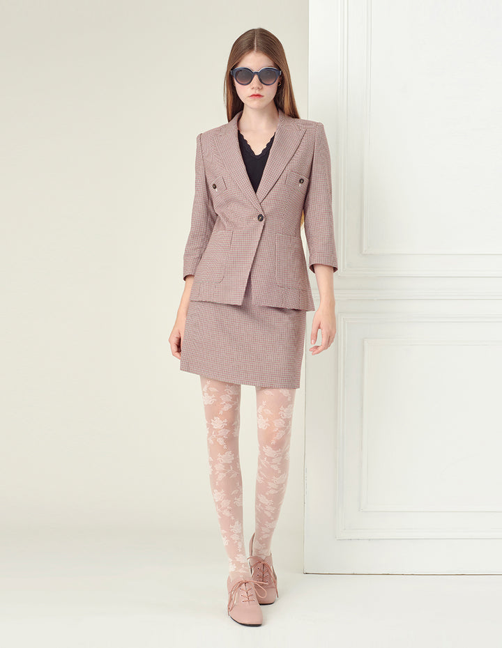 Classic slim fit houndstooth skirt