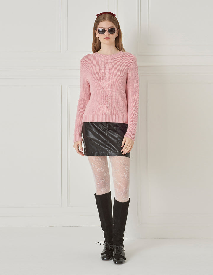 BORA AKSU Sweet Pink Cutout Lace-Up Wool-Knit Sweater
