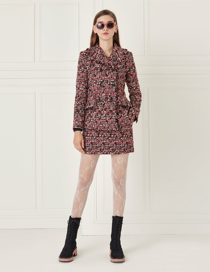 BORA AKSU Red And Black Tweed Pack Hip Skirt