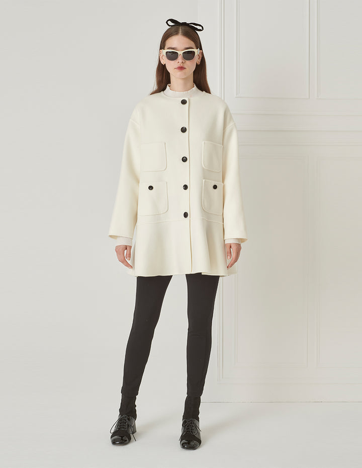 BORA AKSU French Elegant Mulberry Silk Blended Wool Coat