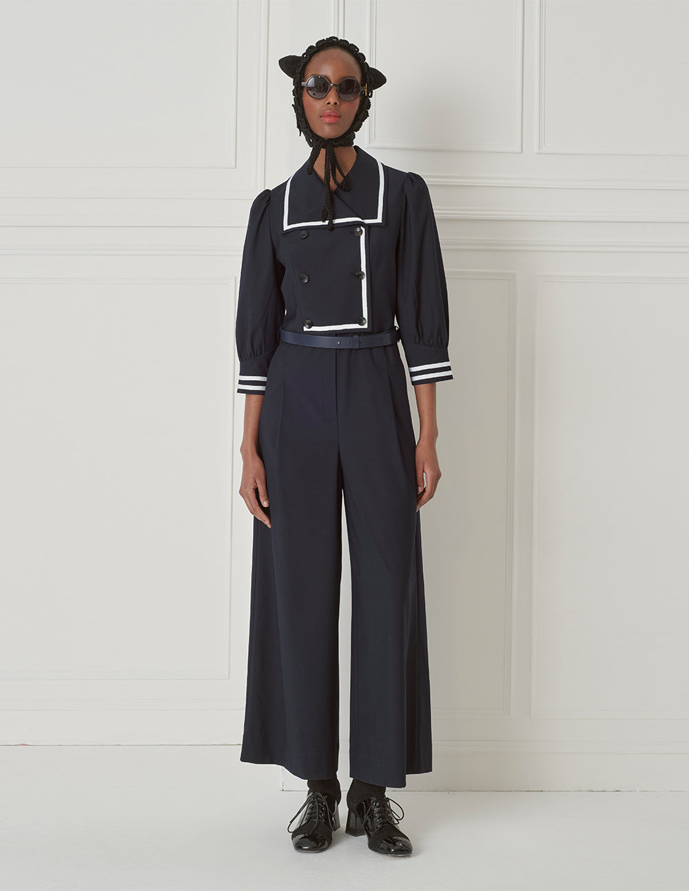 BORA AKSU Navy Lapel Jumpsuit