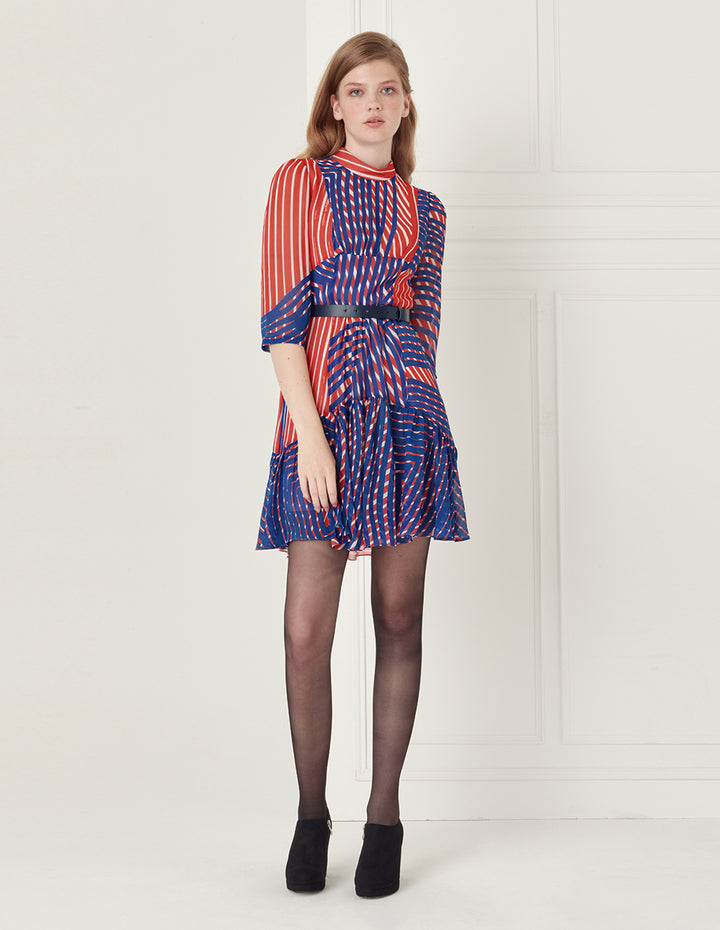 BORA AKSU Belted High-Neck Mini Dress