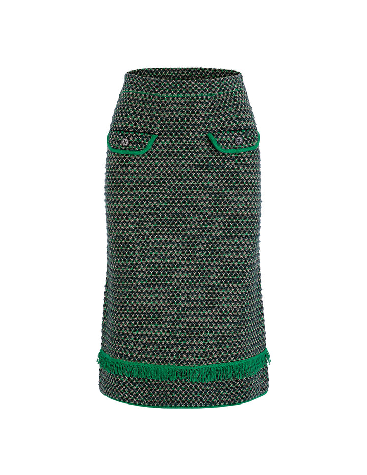 BORA AKSU French Melange Tweed Knitted Skirt
