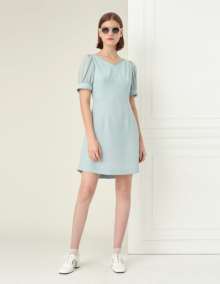 BORA AKSU V-neck puff sleeves lace dress
