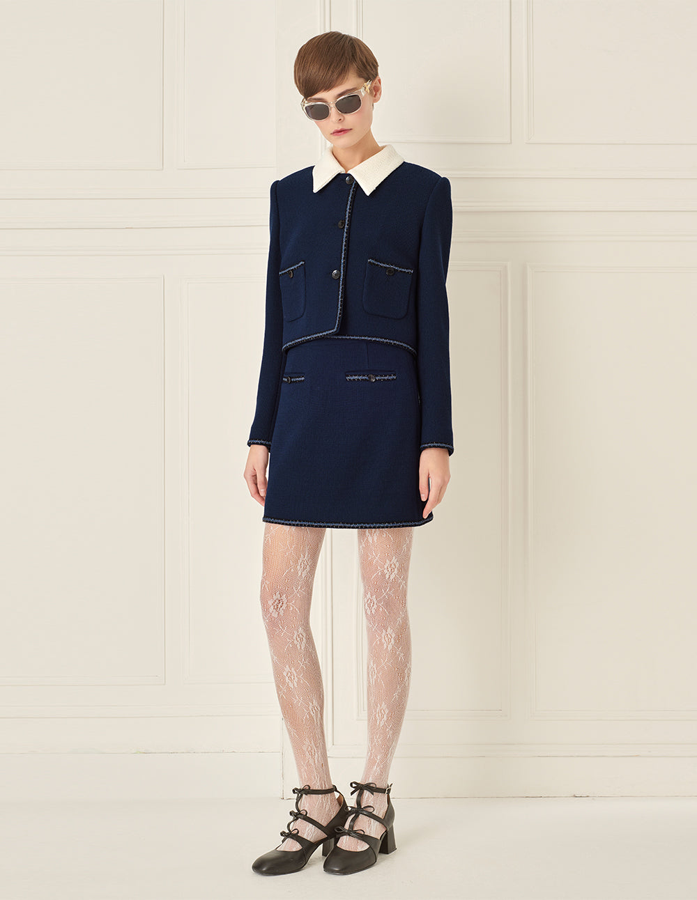 BORA AKSU Lace-Embellished A-Line Short Skirt