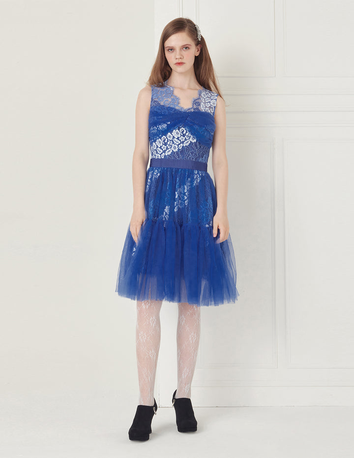 BORA AKSU Lace And Tulle Mini Flare Dress
