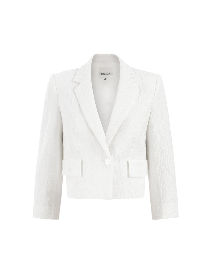 BORA AKSU Knitted Texture Short-Sleeved Blazer