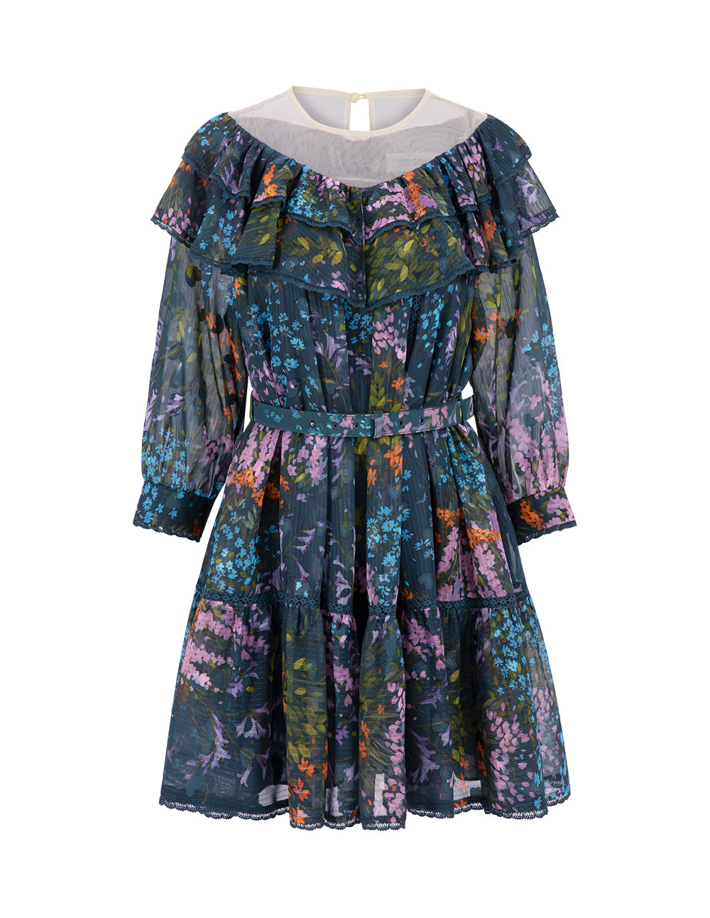 BORA AKSU Sheer Mesh Stitching A Hem Printed Dress