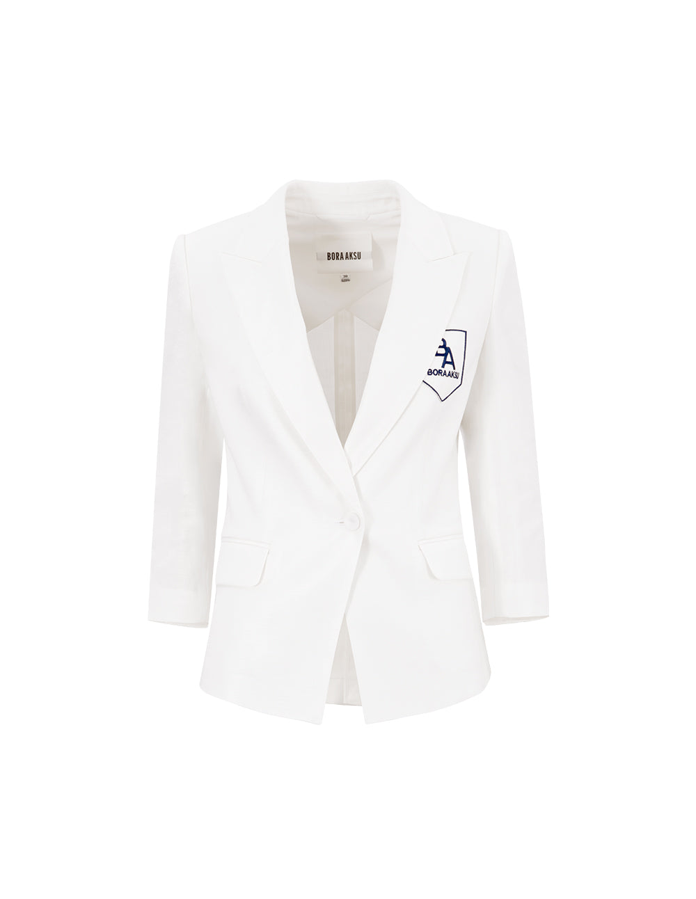 BORA AKSU Workwear Simple Linen Embroidered Logo Blazer