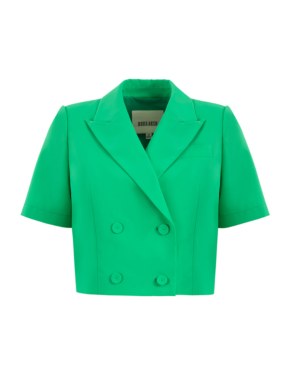 BORA AKSU Pistol Lapel Collar Short-Sleeve Fitted Blazer