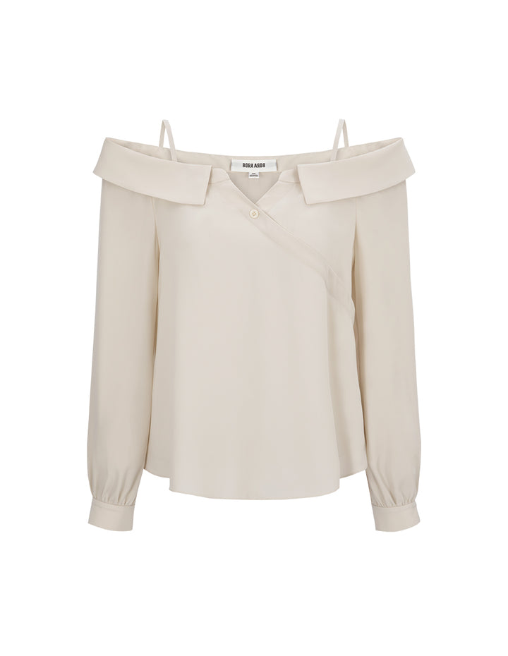 BORA AKSU Elegant Off-Shoulder One-Word Puff Sleeve Long-Sleeved Shirt
