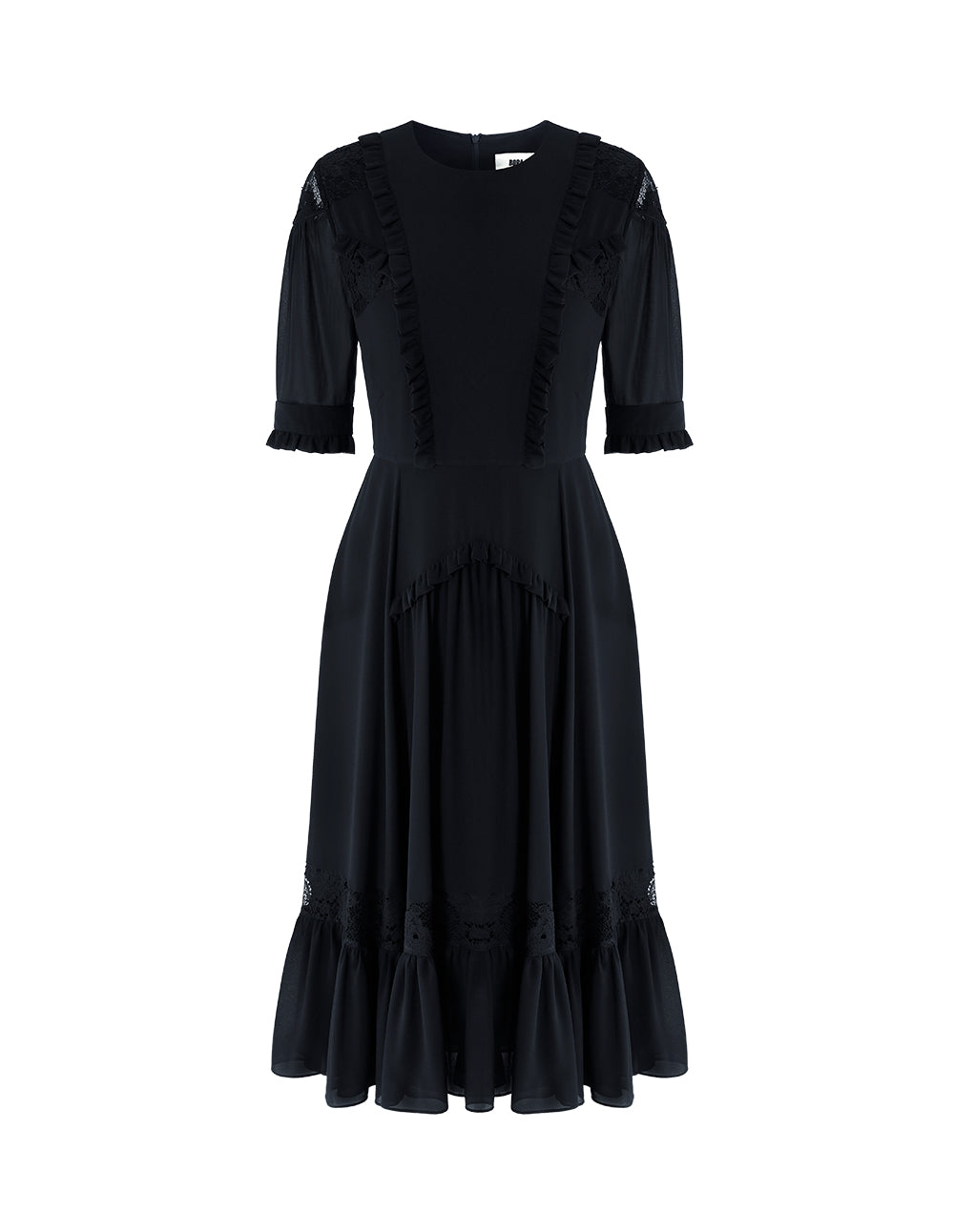 BORA AKSU Navy Blue Lace Stitching Dress