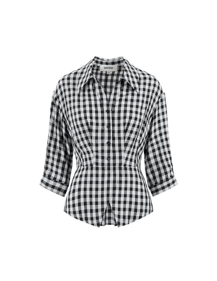 BORA AKSU Black And White Check Slim Shirt