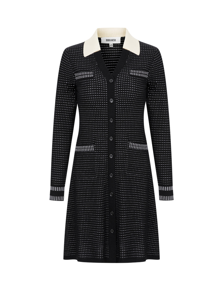 BORA AKSU Vintage V Neck Wool Knit Dress