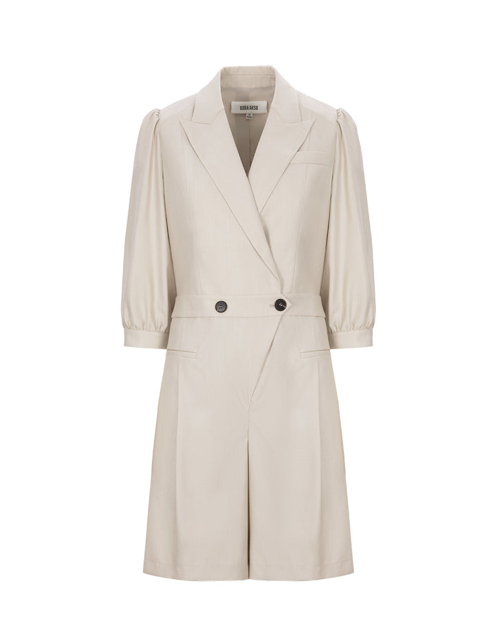 BORA AKSU Puff-Sleeved Silk And Wool-Blend Jumpsuit