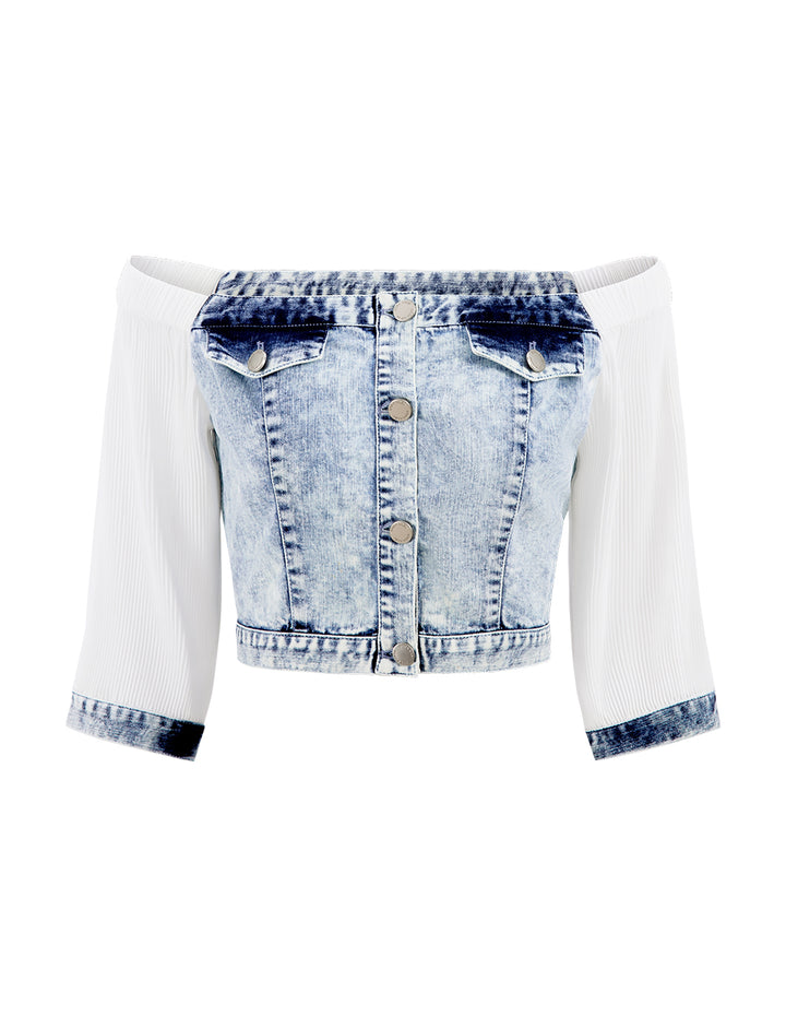 BORA AKSU Age-Reducing One-Shoulder Stitching Design Denim Top