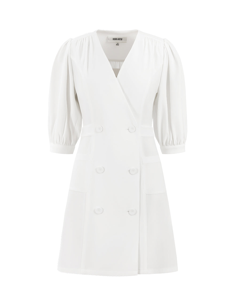 BORA AKSU Triacetate V-Neck Mid-Sleeve Dress