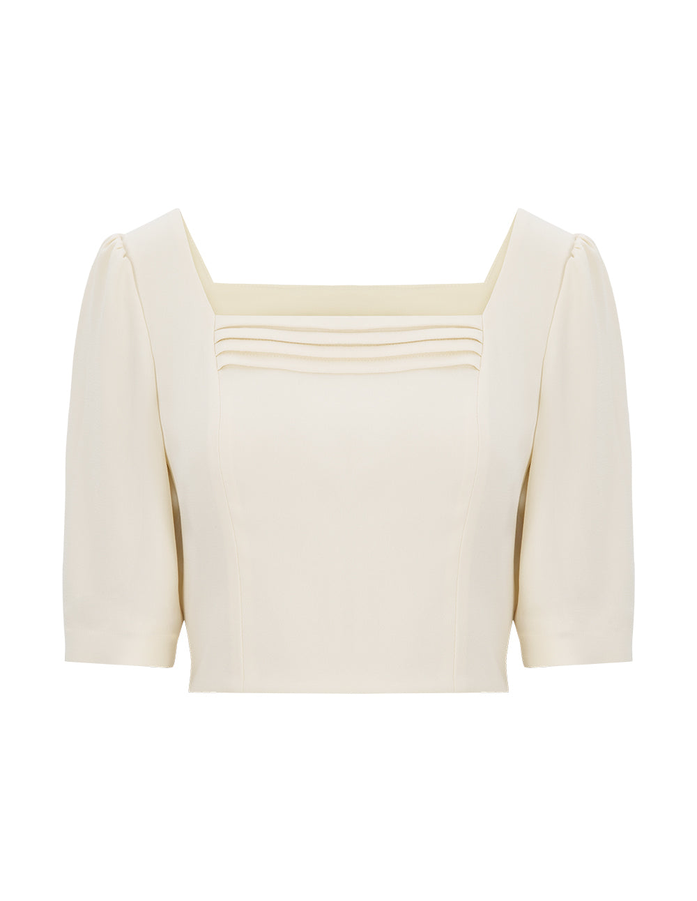 BORA AKSU Triacetate French Vintage Square Neck Puff Sleeve Bolero Top