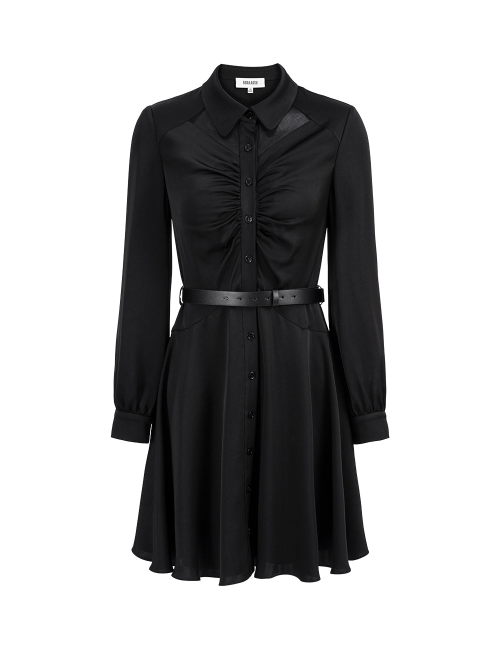 BORA AKSU Pleated Embellished Nipped Shirt Dress