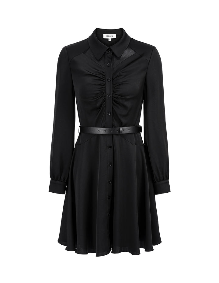 BORA AKSU Pleated Embellished Nipped Shirt Dress