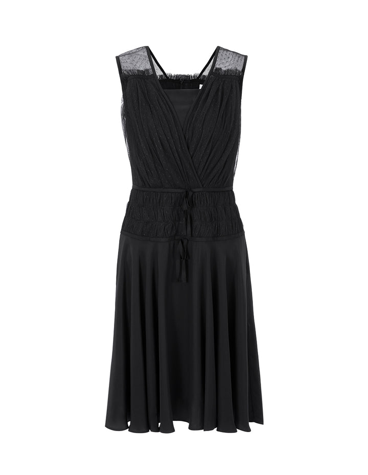 BORA AKSU Acetate V-Neck Mesh Panel Dress