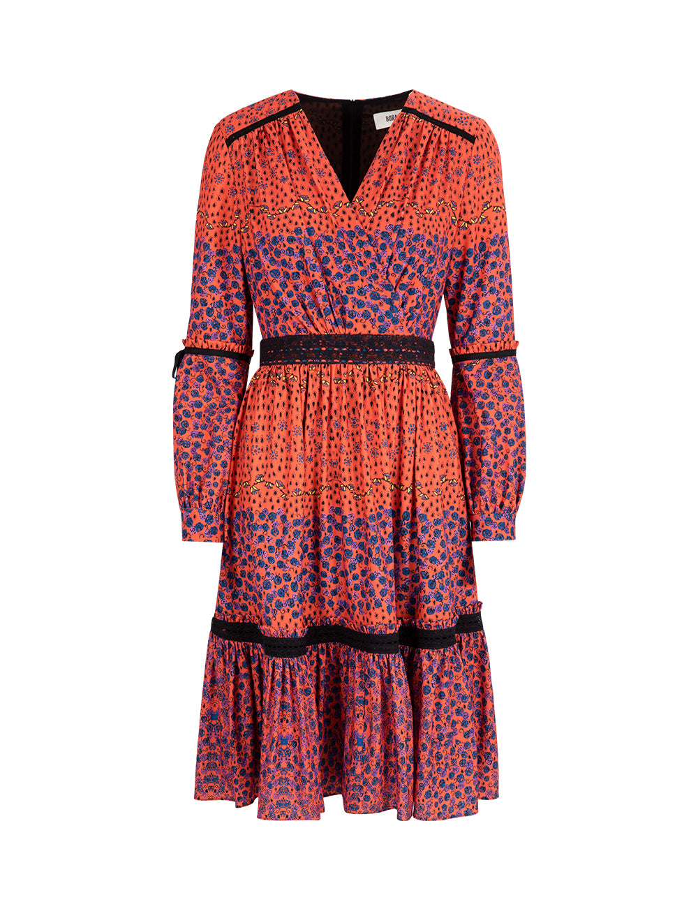 BORA AKSU Puff Sleeve Waist Print Long Dress