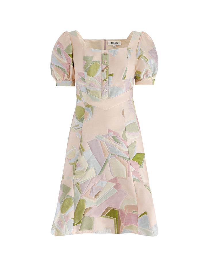 BORA AKSU Puff Sleeve Jacquard Mini Dress