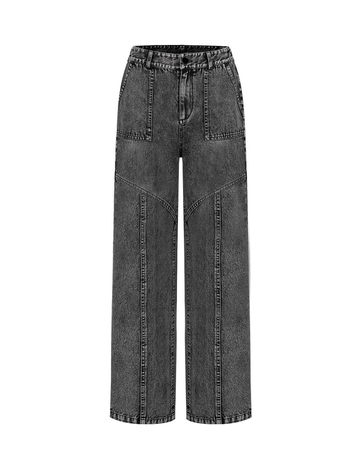 BORA AKSU Washed Grey Distressed Straight-Leg Jeans