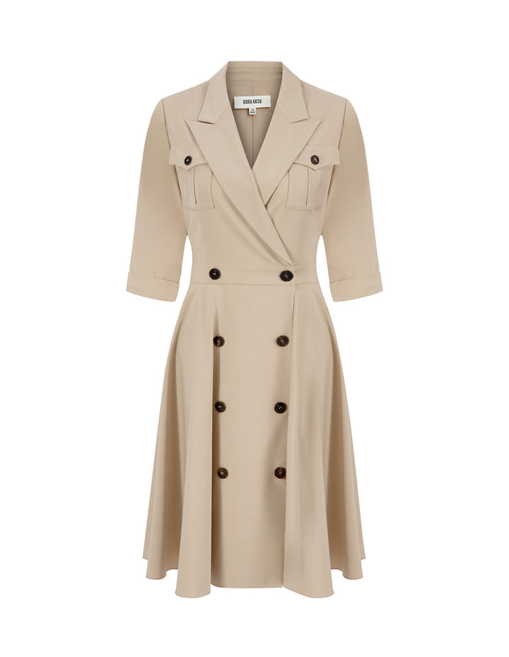 BORA AKSU Vintage Tiered Skirt Double Breasted Suit Dress