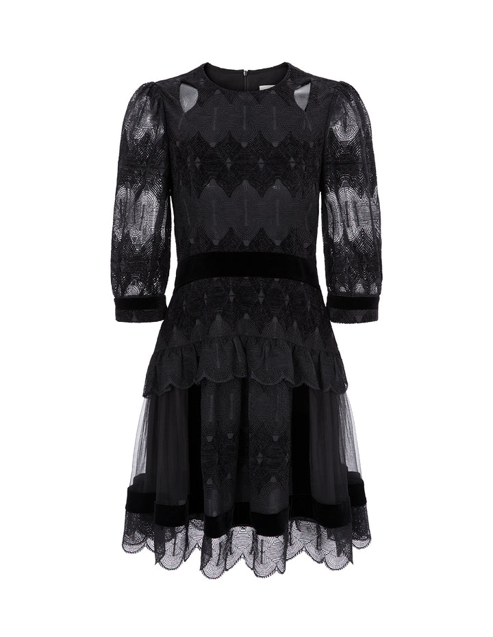 BORA AKSU Tulle-Panelled French Lace Dress