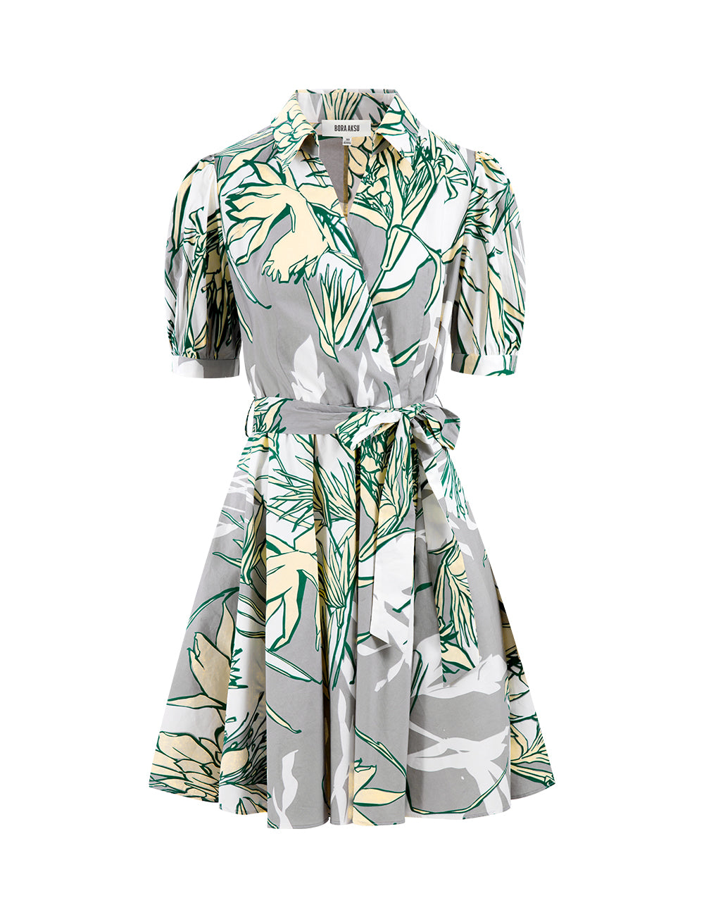 BORA AKSU Elegant Print Shirt Wrap Dress