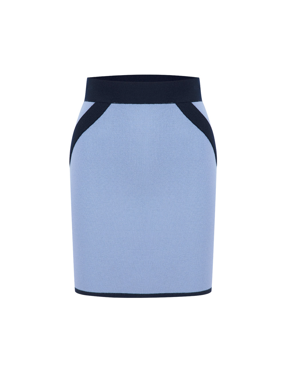 BORA AKSU Elegant And Simple Foggy Blue Colour-Block Knitted Skirt