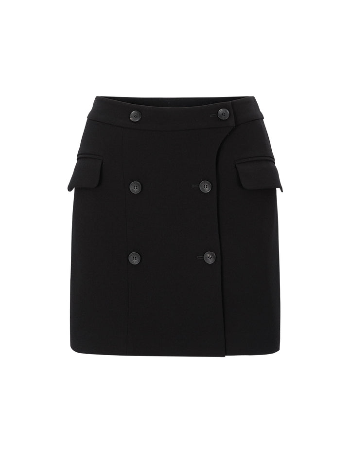 BORA AKSU Elegant All-Match Triple-Acetate Lapped Double-Breasted Skirt