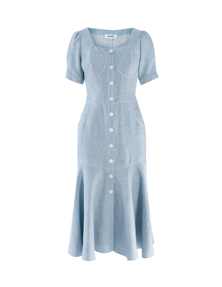 BORA AKSU Light Blue Twill Denim Fishtail Skirt