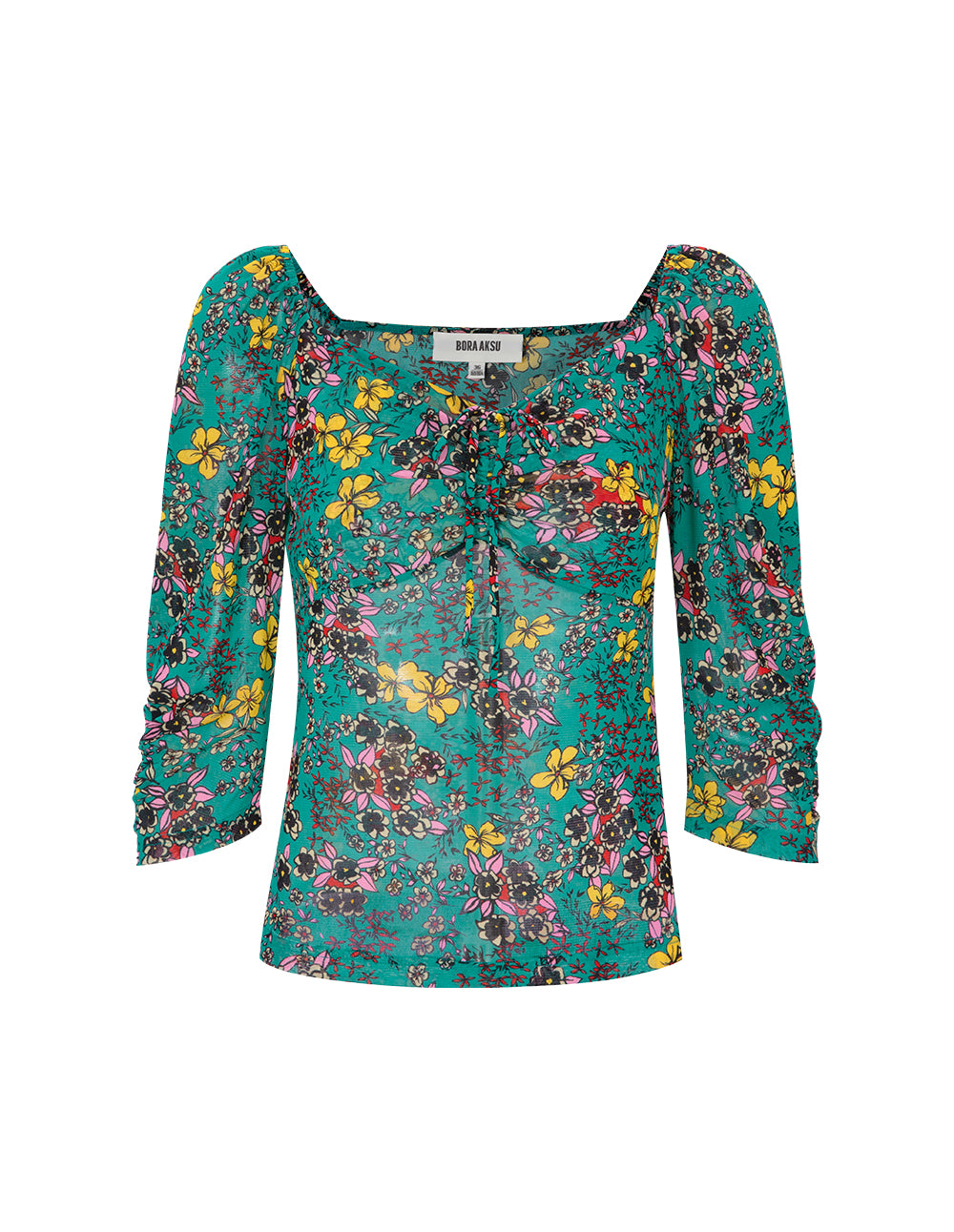 BORA AKSU Retro Court Style Generous Collar Printed Top