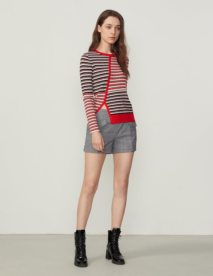 BORA AKSU Wool Blend Plaid Pattern Slim Fit Shorts