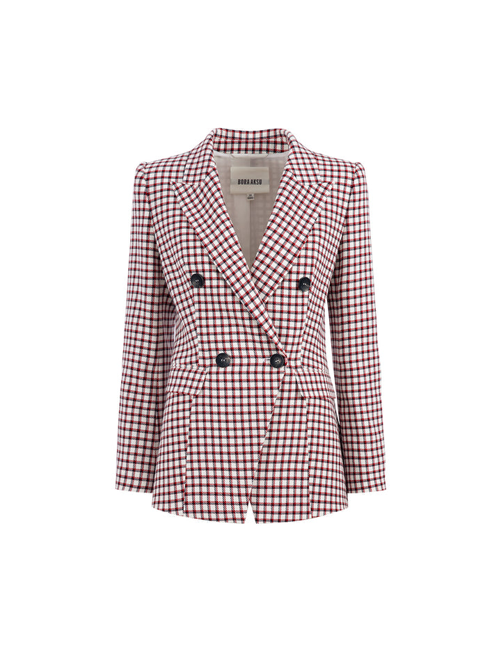 BORA AKSU Checked Lapel Double-Breasted Blazer