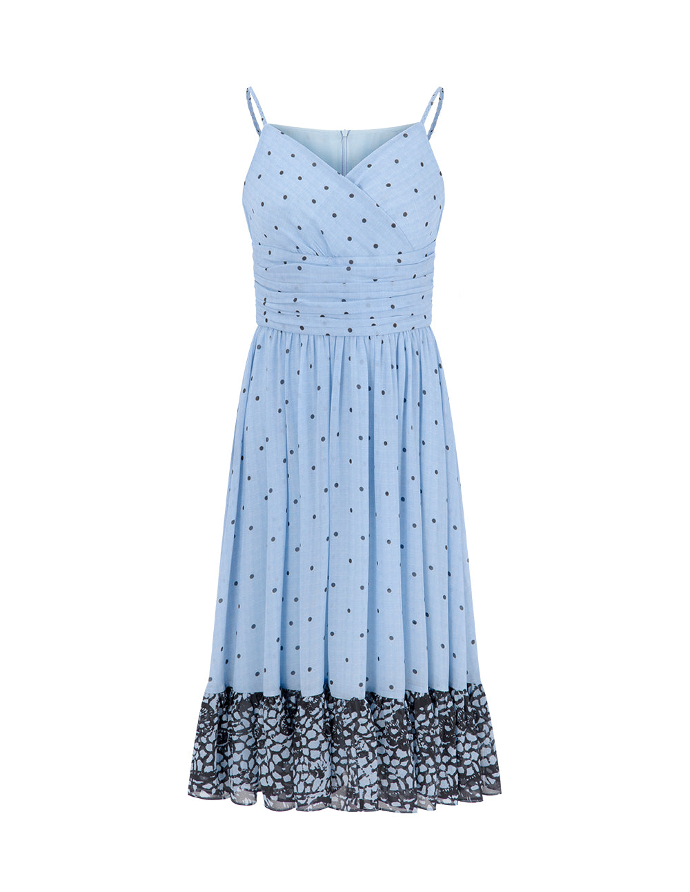 BORA AKSU Elegant V-neck pleated printed waist suspender dress